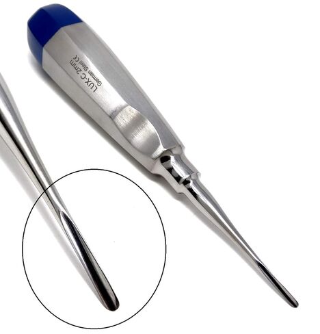 مصعد لراحة الأسنان منحني 2 مم، مقبض أزرق، ستانلس ستيل in Kuwait