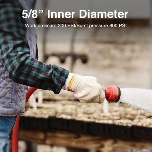 SPECILITE 5/8" Hot/Cold Rubber Garden Water Hose 50 ft, -50℉-190℉, 200psi Working, 600psi Burst, Flexible & Lightweight With 3/4" Brass Fittings for Yard, Outdoor, Farm, Agriculture, Construction, Red in Kuwait