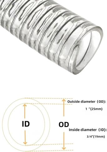 Wire Reinforced Hose 1/2"ID(0.472")×11/16“OD(0.709") ×9.84FT Vinyl Tubing Heavy Duty PVC Steel Wire Tubing Vacuum Hose,Drain Water Fuel Powder(Multiple Sizes) in Saudi Arabia