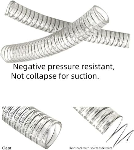 Wire Reinforced Hose 1/2"ID(0.472")×11/16“OD(0.709") ×9.84FT Vinyl Tubing Heavy Duty PVC Steel Wire Tubing Vacuum Hose,Drain Water Fuel Powder(Multiple Sizes) in Saudi Arabia