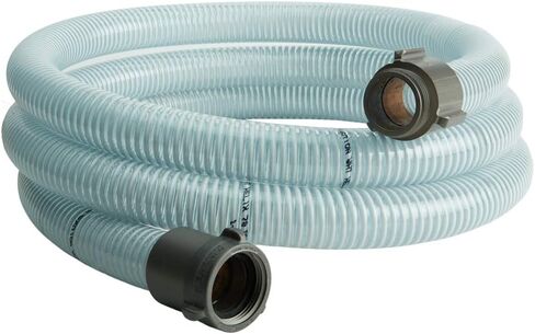 Suction Pump Water Hose with Fire Hose Threads - Made in the USA - White/Clear Trash Pump Hose - 1 1/2" x 10' in Kuwait