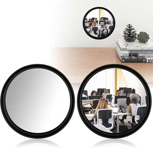 2 Pcs Office Cubicle Mirrors - Adjustable Monitor Mirror for Privacy & Security, 360° Swivel Stick-On See-Behind Mirror for Open Plan Workspaces, Desks & Monitors in Saudi Arabia