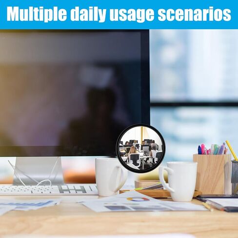 2 Pcs Office Cubicle Mirrors - Adjustable Monitor Mirror for Privacy & Security, 360° Swivel Stick-On See-Behind Mirror for Open Plan Workspaces, Desks & Monitors in Saudi Arabia