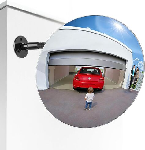 17.3" Wide‑Angle HD Convex Mirror with Crab Clamp Base - Acrylic Safety Security Traffic Corner Mirror, Round Frameless Observation Mirror for Garage, Driveway, Warehouse, Office, Store - Clamp-Mount in Saudi Arabia