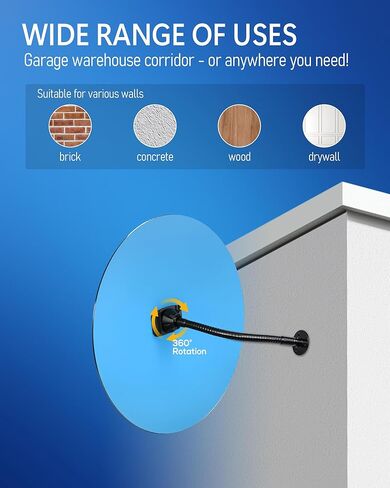 17.3" Wide‑Angle HD Convex Mirror with Crab Clamp Base - Acrylic Safety Security Traffic Corner Mirror, Round Frameless Observation Mirror for Garage, Driveway, Warehouse, Office, Store - Clamp-Mount in Saudi Arabia