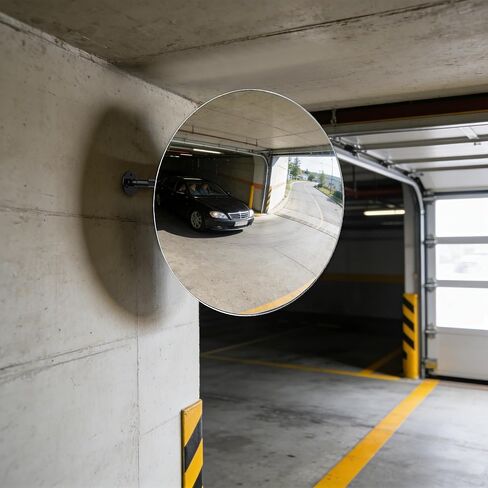 17.3" Wide‑Angle HD Convex Mirror with Crab Clamp Base - Acrylic Safety Security Traffic Corner Mirror, Round Frameless Observation Mirror for Garage, Driveway, Warehouse, Office, Store - Clamp-Mount in Saudi Arabia