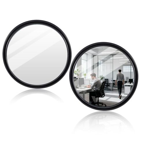 2 Pcs Office Desk Cubicle Mirror, 2.2" Wide Angle Convex Rear View Mirror, Stick-On Adjustable Monitor Mirrors to See Behind You, Small Round Safety Office Work Computer Decor for Personal Security in Saudi Arabia