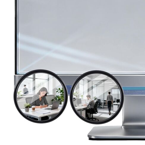 2 Pcs Office Desk Cubicle Mirror, 2.2" Wide Angle Convex Rear View Mirror, Stick-On Adjustable Monitor Mirrors to See Behind You, Small Round Safety Office Work Computer Decor for Personal Security in Saudi Arabia