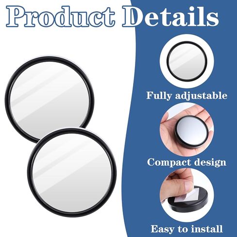 2 Pcs Office Desk Cubicle Mirror, 2.2" Wide Angle Convex Rear View Mirror, Stick-On Adjustable Monitor Mirrors to See Behind You, Small Round Safety Office Work Computer Decor for Personal Security in Saudi Arabia