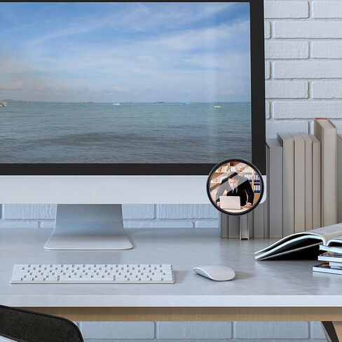 2 Pcs Office Desk Cubicle Mirror, 2.2" Wide Angle Convex Rear View Mirror, Stick-On Adjustable Monitor Mirrors to See Behind You, Small Round Safety Office Work Computer Decor for Personal Security in Saudi Arabia