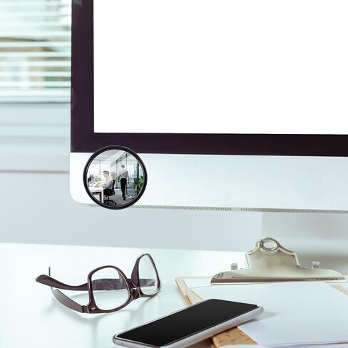 2 Pcs Office Desk Cubicle Mirror, 2.2" Wide Angle Convex Rear View Mirror, Stick-On Adjustable Monitor Mirrors to See Behind You, Small Round Safety Office Work Computer Decor for Personal Security in Saudi Arabia