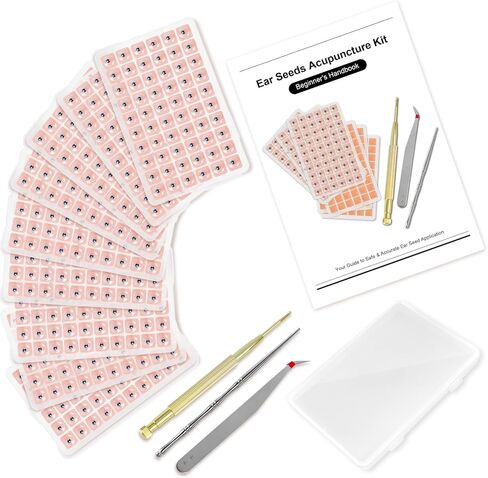 1080Pcs Ear Seeds Acupuncture Kit, Auricular Sticker Kit with Ears Seed, Acupressure Ear Chart, Acupuncture Pen, Tweezers in Kuwait
