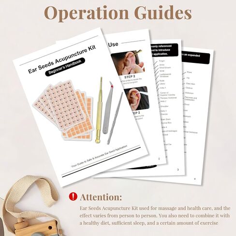 1080Pcs Ear Seeds Acupuncture Kit, Auricular Sticker Kit with Ears Seed, Acupressure Ear Chart, Acupuncture Pen, Tweezers in Kuwait