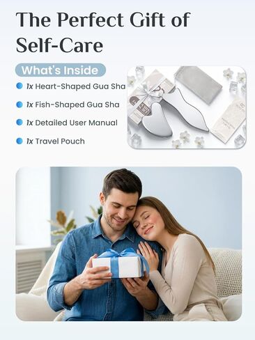 مجموعة غوا شا من الفولاذ المقاوم للصدأ من رينا كريس، أداة غواشا لتدليك الوجه والجسم، أدوات تدليك غوا شا والوخز بالإبر لنحت الفك وانتفاخ العين وتخفيف العضلات (عبوتان) in Kuwait