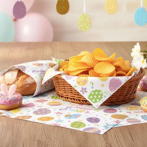 ورقة شمع عيد الفصح من GROBRO7 - 150 قطعة من ورق ديلي على شكل أرنب عيد الفصح، مقاس 9.8 × 8.3 بوصة، مقاومة للدهون ومقاومة للماء، يمكن التخلص منها من أجل بطانة سلة النزهة، لوازم حفلات خبز المطبخ in Kuwait