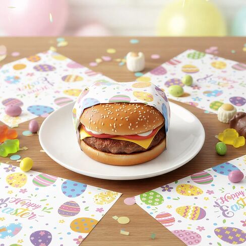 ورقة شمع عيد الفصح من GROBRO7 - 150 قطعة من ورق ديلي على شكل أرنب عيد الفصح، مقاس 9.8 × 8.3 بوصة، مقاومة للدهون ومقاومة للماء، يمكن التخلص منها من أجل بطانة سلة النزهة، لوازم حفلات خبز المطبخ in Kuwait