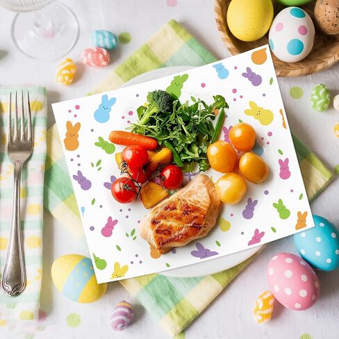 ورقة شمع عيد الفصح من GROBRO7 - 150 قطعة من أوراق ديلي بنمط الأرنب الملون، 9.8 × 8.3 بوصة مقاومة للدهون ومضادة للماء ويمكن التخلص منها لتغليف الطعام للاستعمال مرة واحدة لبطانة سلة النزهة للساندويتش ومستلزمات حفلات الخبز في المطبخ in Kuwait
