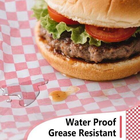 EcoDispose 12 x 12 Inches Grease Proof Deli Paper Precut Sheets for Deli Food, BBQ, Picnic, Party (100 Pcs, Red&White Checker) in Saudi Arabia