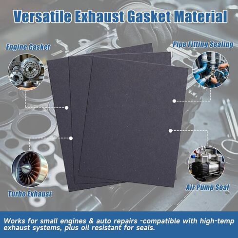 Non-Asbestos Gasket Material - 3 Pcs 15"x11.8"inch high Temperature Gasket Material, Applicable DIY，Lawn Mower, Engine,Generator Gasoline Diesel Oil Rebuild Sealing - 1.2mm(3 Pack) in Kuwait