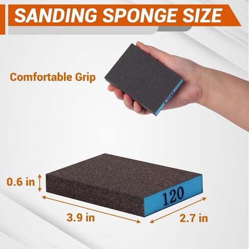 12 Pack Sanding Block, 60/80/120/220 Grit Sanding Sponge, Washable and Reusable Sandpaper Block, Sandpaper for Wood and Drywall, Sand Paper for Wood Furniture and Wall Repair in Kuwait