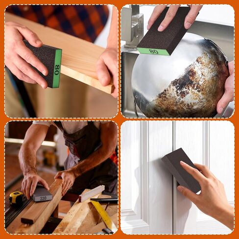 12 Pack Sanding Block, 60/80/120/220 Grit Sanding Sponge, Washable and Reusable Sandpaper Block, Sandpaper for Wood and Drywall, Sand Paper for Wood Furniture and Wall Repair in Kuwait