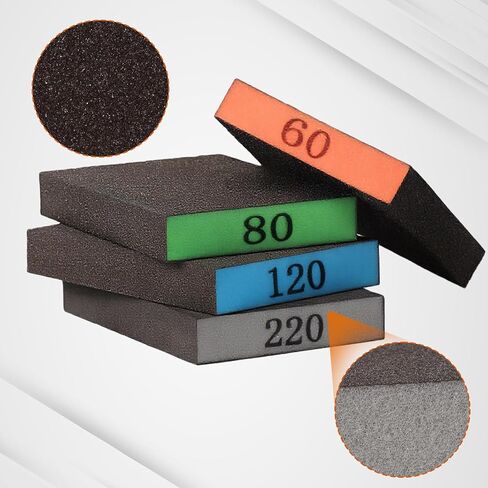 12 Pack Sanding Block, 60/80/120/220 Grit Sanding Sponge, Washable and Reusable Sandpaper Block, Sandpaper for Wood and Drywall, Sand Paper for Wood Furniture and Wall Repair in Kuwait