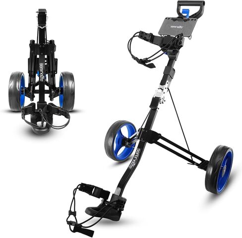 SereneLife Golf Push Pull Cart – Lightweight, Foldable, Bag Holder with Adjustable Handle, Caddy Accessories, Compact Folding Golf Trolley for Travel in Kuwait