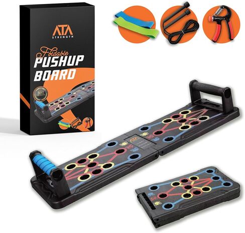 ATA-Strength Heavy-Duty 15-in-1 Foldable Push Up Board gym gift for men and women with Adjustable Grip Strengthener, skipping Rope, and 3 Resistance Bands Comprehensive Home Workout System for Targeted Muscle Training and Enhanced Grip Strength in Saudi Arabia