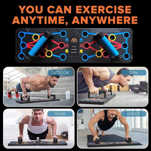 ATA-Strength Heavy-Duty 15-in-1 Foldable Push Up Board gym gift for men and women with Adjustable Grip Strengthener, skipping Rope, and 3 Resistance Bands Comprehensive Home Workout System for Targeted Muscle Training and Enhanced Grip Strength in Saudi Arabia