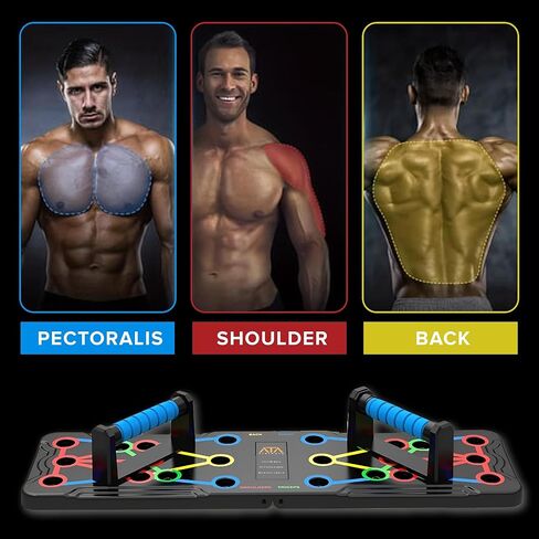 ATA-Strength Heavy-Duty 15-in-1 Foldable Push Up Board gym gift for men and women with Adjustable Grip Strengthener, skipping Rope, and 3 Resistance Bands Comprehensive Home Workout System for Targeted Muscle Training and Enhanced Grip Strength in Saudi Arabia