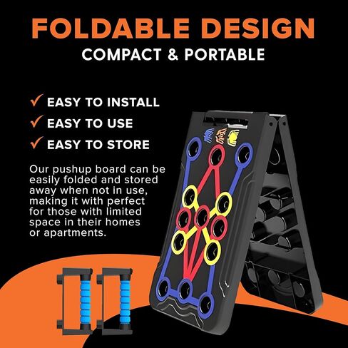 ATA-Strength Heavy-Duty 15-in-1 Foldable Push Up Board gym gift for men and women with Adjustable Grip Strengthener, skipping Rope, and 3 Resistance Bands Comprehensive Home Workout System for Targeted Muscle Training and Enhanced Grip Strength in Saudi Arabia
