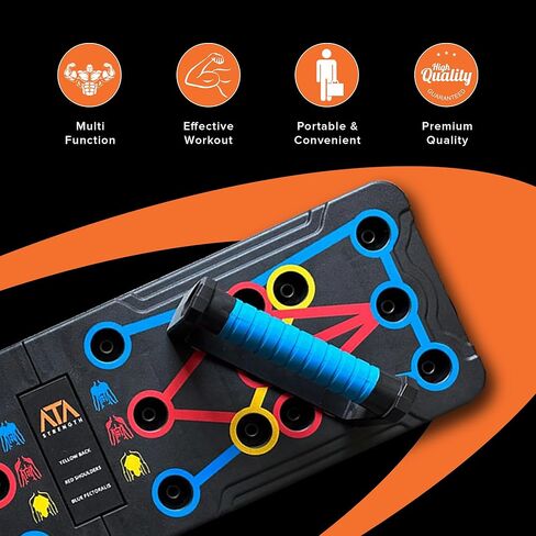 ATA-Strength Heavy-Duty 15-in-1 Foldable Push Up Board gym gift for men and women with Adjustable Grip Strengthener, skipping Rope, and 3 Resistance Bands Comprehensive Home Workout System for Targeted Muscle Training and Enhanced Grip Strength in Saudi Arabia