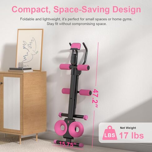 TOUSAINS Adjustable Ab Trainer Machine for Women, Foldable Ab Exercise Machine for Core, Waist, Arms & Buttocks, Home Gym Workout Equipment for Women in Saudi Arabia