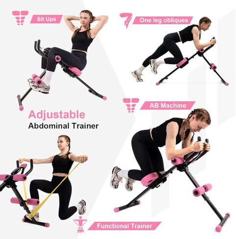 TOUSAINS Adjustable Ab Trainer Machine for Women, Foldable Ab Exercise Machine for Core, Waist, Arms & Buttocks, Home Gym Workout Equipment for Women in Saudi Arabia