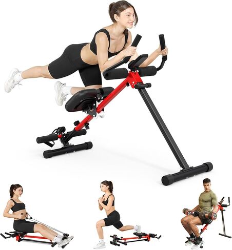 Yoleo 2 in 1 Ab & Rowing Machines for Home, Foldable Ab Workout Equipment, Ab Trainer Machine for Stomach Workout, Ab Crunch Machine with Foam Support,7-Length Adjustable Ab Machine for Home Exercise in Kuwait