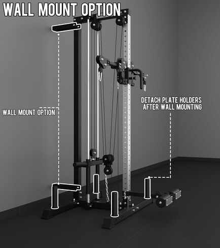 Eonfit E1 2.0 آلة الكابلات المثبتة على الحائط لصالة الألعاب الرياضية المنزلية، LAT المنسدلة، المدرب الوظيفي، محطة الكابلات المتقاطعة، محطة التمرين، برج الكابل مع حامل الساق، لوح القدم in Kuwait