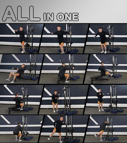 Eonfit E1 2.0 Wall Mounted Cable Machine for Home Gym, LAT Pulldown, Functional Trainer, Cable Crossover Machine Workout Station Pulley System Cable Tower with Leg Holder, Foot Board in Saudi Arabia