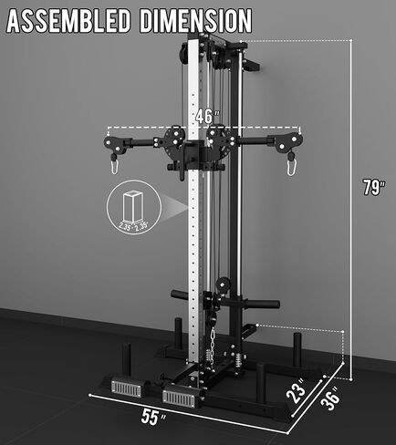 Eonfit E1 2.0 Wall Mounted Cable Machine for Home Gym, LAT Pulldown, Functional Trainer, Cable Crossover Machine Workout Station Pulley System Cable Tower with Leg Holder, Foot Board in Saudi Arabia