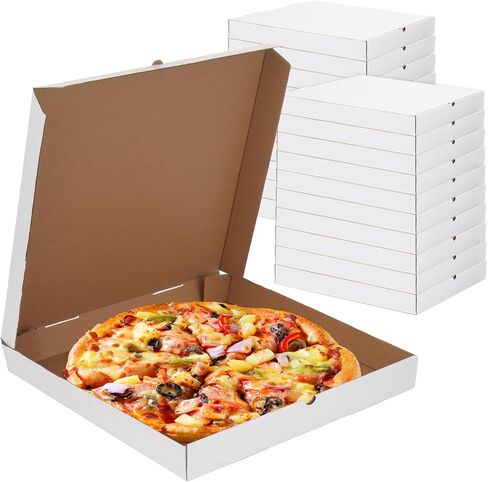 Rainmae 20 Pcs White Corrugated Pizza Boxes 16x16 Inch, Grease Resistant Kraft Pizza Slices Packaging Boxes, Large Cardboard Takeout Containers for Homemade Pizzas, Donuts, Cakes, Cookies, and Pies in Saudi Arabia