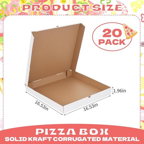 Rainmae 20 Pcs White Corrugated Pizza Boxes 16x16 Inch, Grease Resistant Kraft Pizza Slices Packaging Boxes, Large Cardboard Takeout Containers for Homemade Pizzas, Donuts, Cakes, Cookies, and Pies in Saudi Arabia