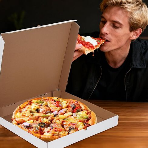 Rainmae 20 Pcs White Corrugated Pizza Boxes 16x16 Inch, Grease Resistant Kraft Pizza Slices Packaging Boxes, Large Cardboard Takeout Containers for Homemade Pizzas, Donuts, Cakes, Cookies, and Pies in Saudi Arabia