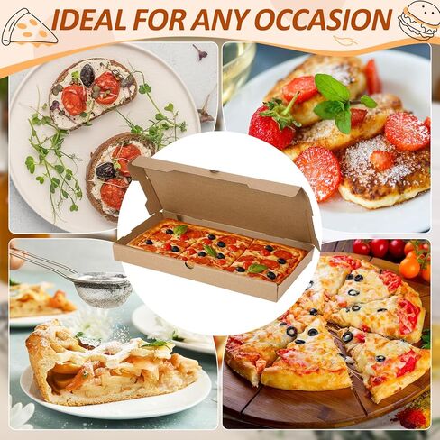 50 Pcs Pizza Boxes 14 x 7 x 1.5 Inch Kraft Flatbread Box Corrugated Rectangular Take out Baking Containers for Flatbread Pizza Pastry Bakery Charcuterie, Lightweight and Convenient in Saudi Arabia