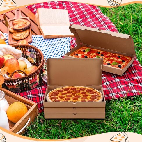 50 Pcs Pizza Boxes 14 x 7 x 1.5 Inch Kraft Flatbread Box Corrugated Rectangular Take out Baking Containers for Flatbread Pizza Pastry Bakery Charcuterie, Lightweight and Convenient in Saudi Arabia
