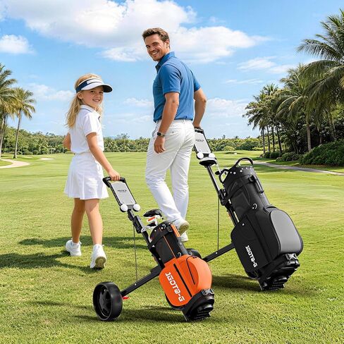 عربة سحب جولف بعجلتين قابلة للتعديل - عربة دفع جولف للصغار للأعمار من 3 سنوات إلى البالغين، دعامة علوية قابلة للتعديل وارتفاع المقبض in Kuwait
