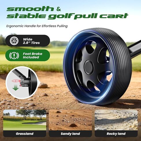 عربة سحب جولف بعجلتين قابلة للتعديل - عربة دفع جولف للصغار للأعمار من 3 سنوات إلى البالغين، دعامة علوية قابلة للتعديل وارتفاع المقبض in Kuwait