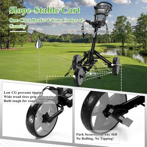 Tivor Lightweight Golf Push cart 3 Wheel,Foldable Golf Trolley for Adults and Junior with Ergonomic Adjustable Handle, Scorecard Holder, Umbrella Mount, Foot Brake, All-Terrain Wheels in Saudi Arabia