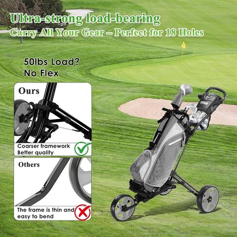 Tivor Lightweight Golf Push cart 3 Wheel,Foldable Golf Trolley for Adults and Junior with Ergonomic Adjustable Handle, Scorecard Holder, Umbrella Mount, Foot Brake, All-Terrain Wheels in Saudi Arabia