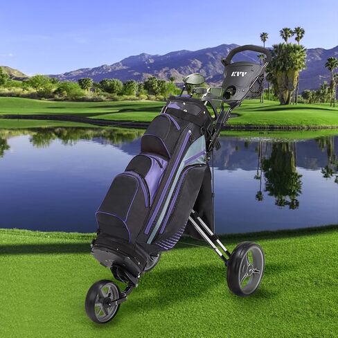 KVV Foldable Lightweight 3 Wheel Golf Cart with Stylish Scorecard Holder, Storage Bag-Easy to Open and Close in Kuwait