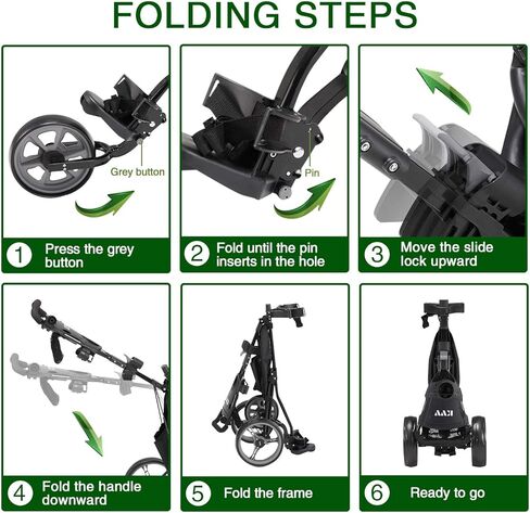 KVV Foldable Lightweight 3 Wheel Golf Cart with Stylish Scorecard Holder, Storage Bag-Easy to Open and Close in Kuwait