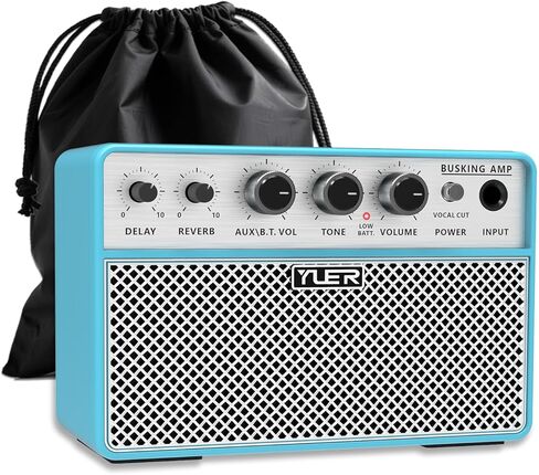 يوير مضخم جيتار صوتي صغير 10 وات صوتي وجيتار أمبير مع تأخير رقمي/تأثير ترددي محمول جيتار أمبير بلوتوث مكبر صوت سماعة رأس جاك/OTG للتسجيل والتمرين والسفر مع حقيبة حمل in Kuwait